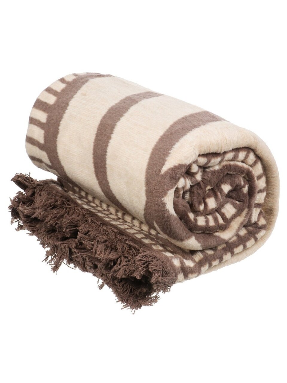 Плед 1.5-спальный, 150х200 см, 60% хлопок, 40% акрил, Karteks, Soft Komfort PS368, светло-коричневый, 104/150.368