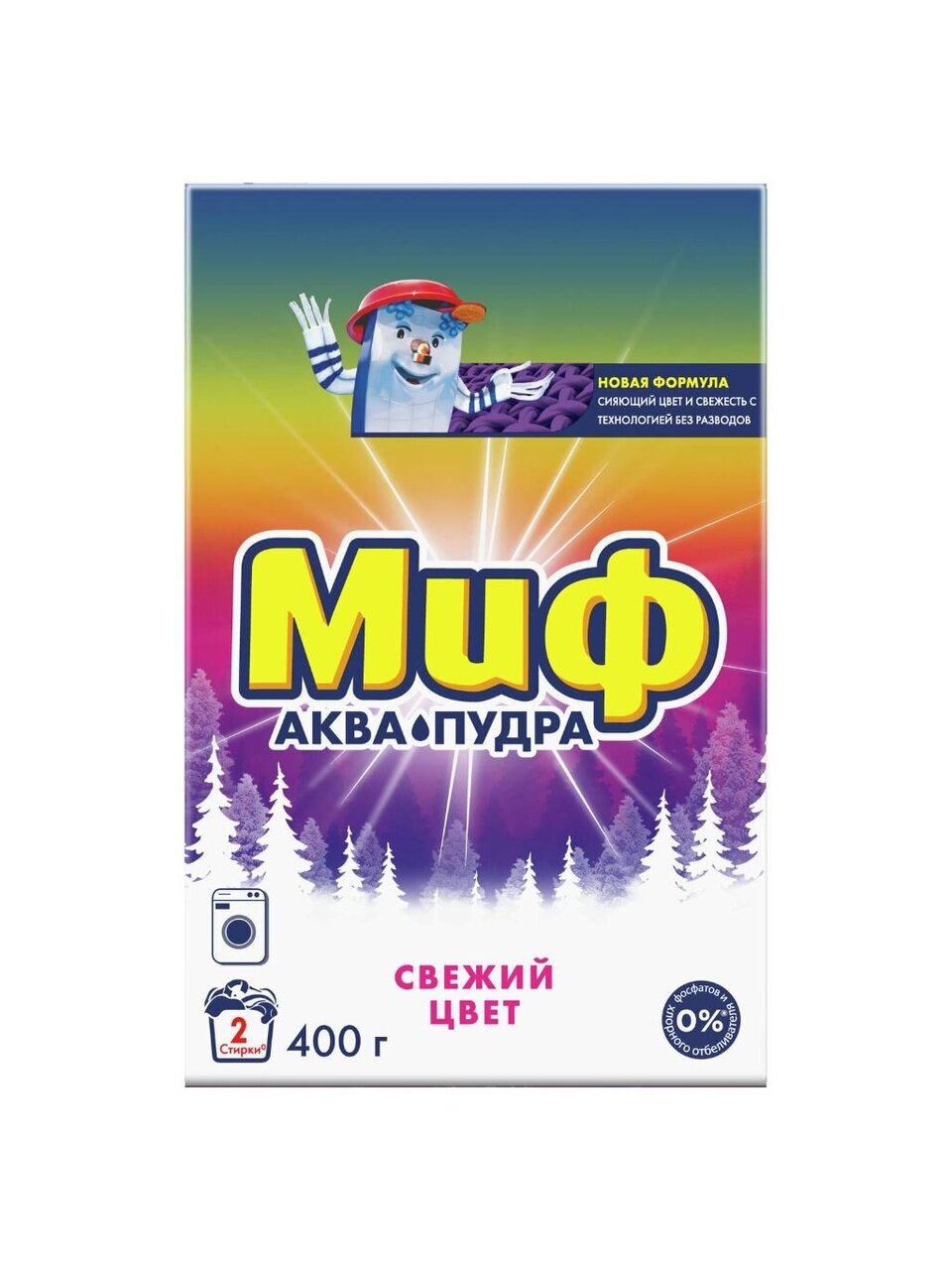 Стиральный порошок Миф, 0.4 кг, автомат, для цветного белья, Свежий цвет
