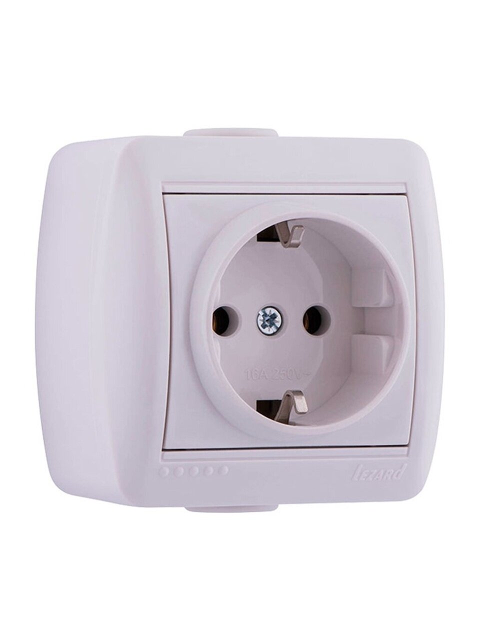Розетка открытой установки, 1 гнездо, с заземлением, пластик, белая, Lezard, Nata, 710-0200-122