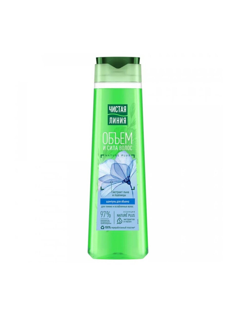 Шампунь Чистая линия, Объем Пшеница и лен, для тонких волос, 400 мл