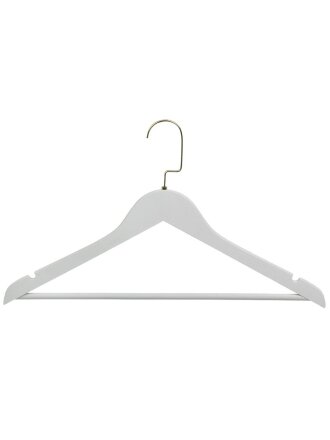 Вешалка-плечики для одежды, 44.5 см, дерево, с перекладиной, с золотым крючком, белая, Марья Искусница, LH002WG