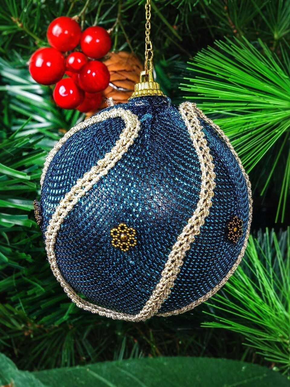 Елочный шар бирюзовый, 8 см, SYPMQB-102142