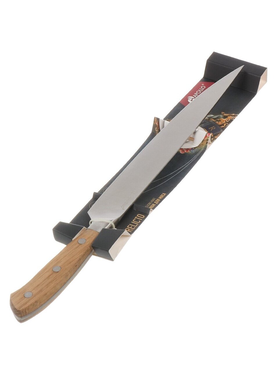 Нож кухонный Apollo, Relicto, для мяса, нержавеющая сталь, 25 см, рукоятка дерево, RLC-02