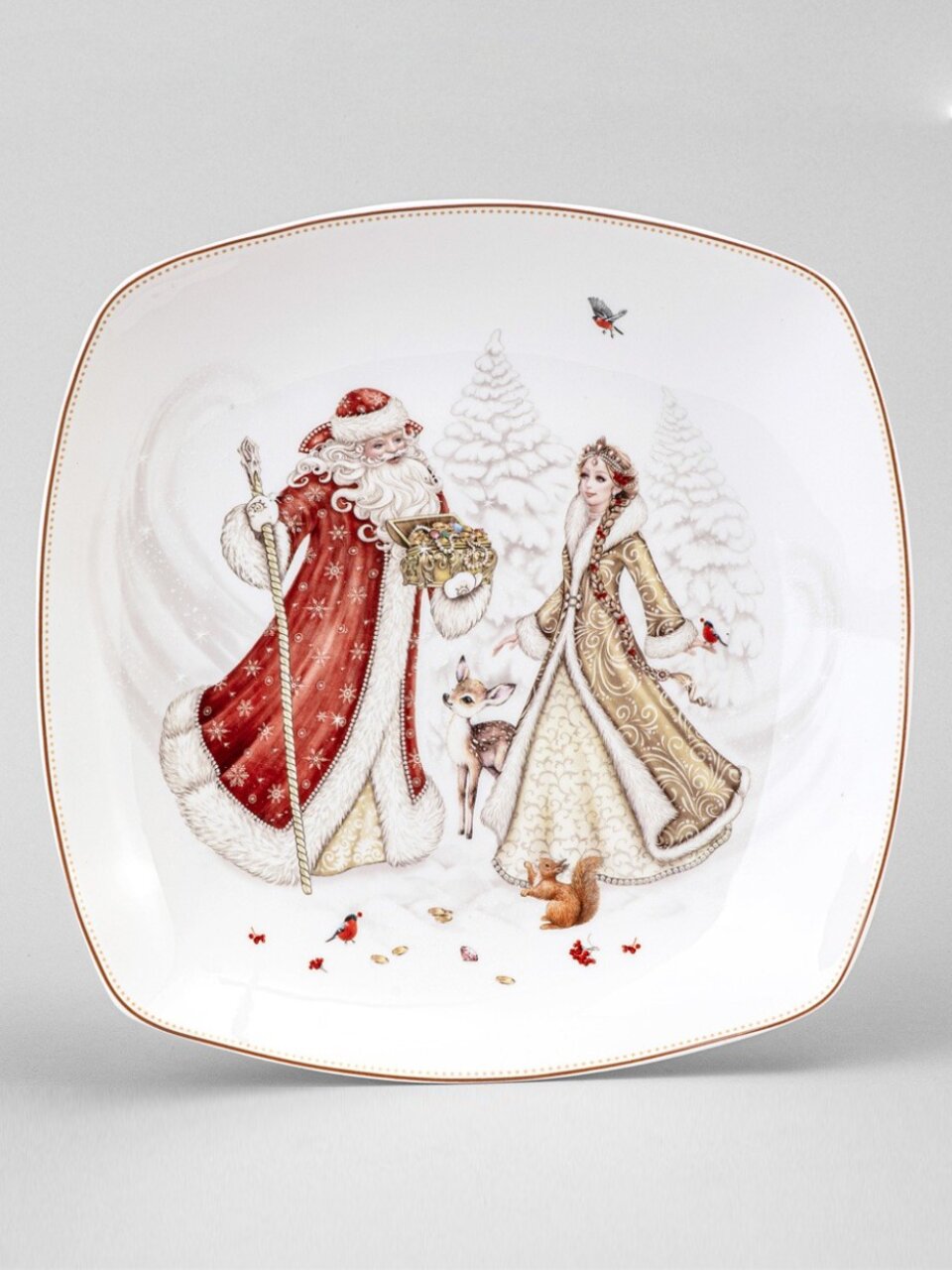 Тарелка закусочная, фарфор, 25х4 см, квадратная, Морозко, Lefard, 85-2047