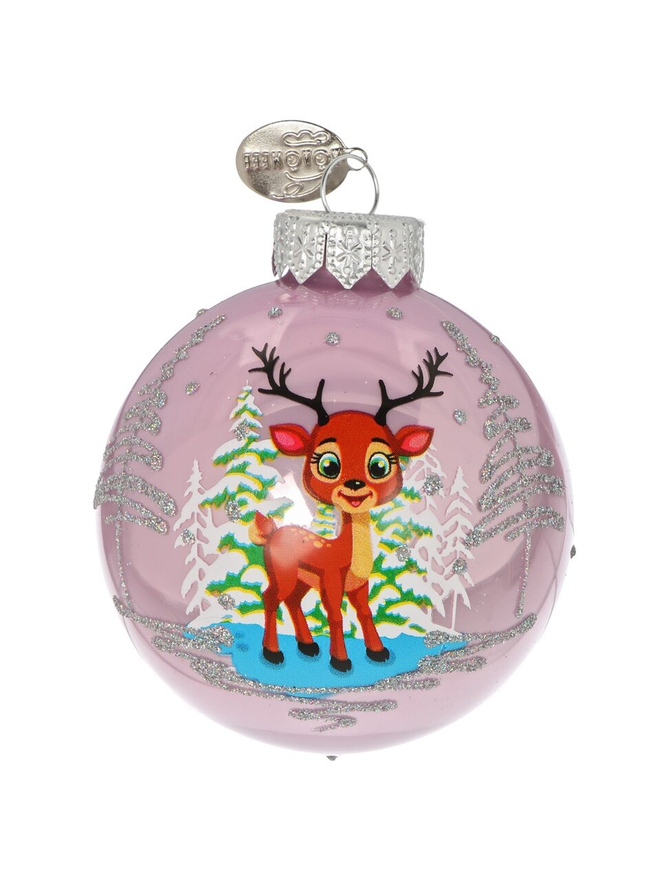 Елочный шар Олененок северный, 6.5 см, стекло, КУ-65-234080