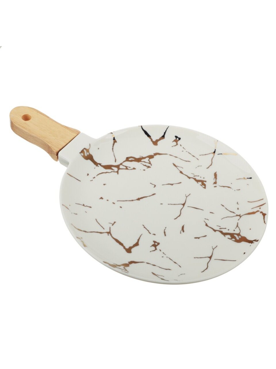 Блюдо керамика, круглое, 19.5х29х2 см, с ручкой, Марблс, Millimi, 802-130