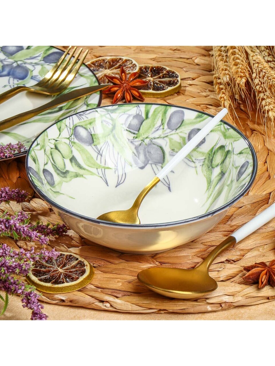 Салатник фарфор, круглый, 15х5 см, Оливки, МФК, MFK07997/MFK20502