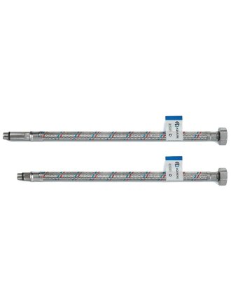 Подводка для воды М10-1/2"х0.4 м, пара, сталь, AquaLine