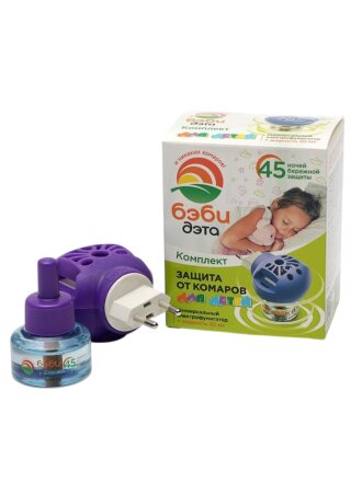 Репеллент от комаров, фумигатор с жидкостью, для детей, 45 ночей, Бэби Дэта, 30 мл