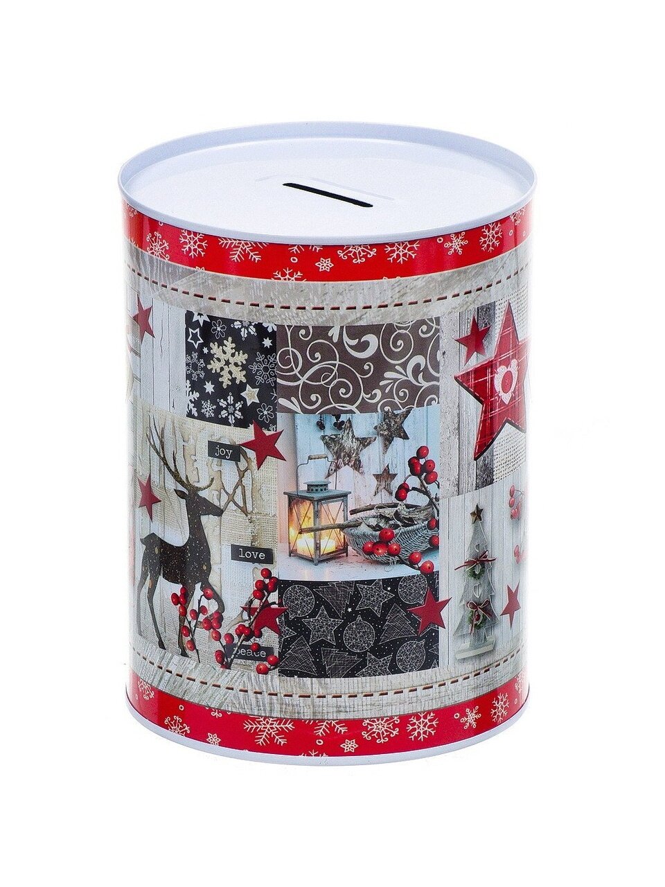 Копилка Рождественский принт, 12х16 см, металл, Y4-4243, в ассортименте