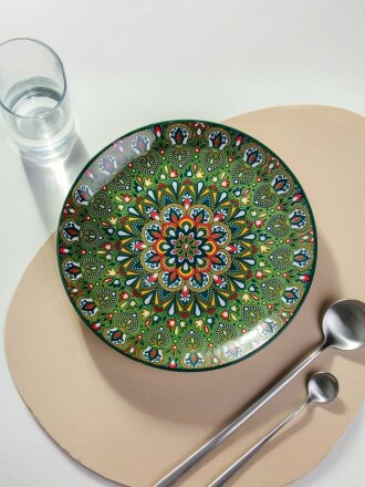 Блюдо керамика, 4.5х25 см, зеленое, Самарканд, Y4-9762