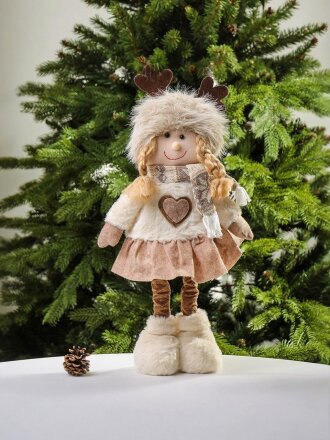 Фигурка декоративная текстиль, Девочка, 46 см, коричневая, Y4-9440