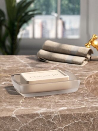 Мыльница настольная, Zenfort, Оптима, стекло, 13.8х8.5х2.8 см см, черно-белая, 106774