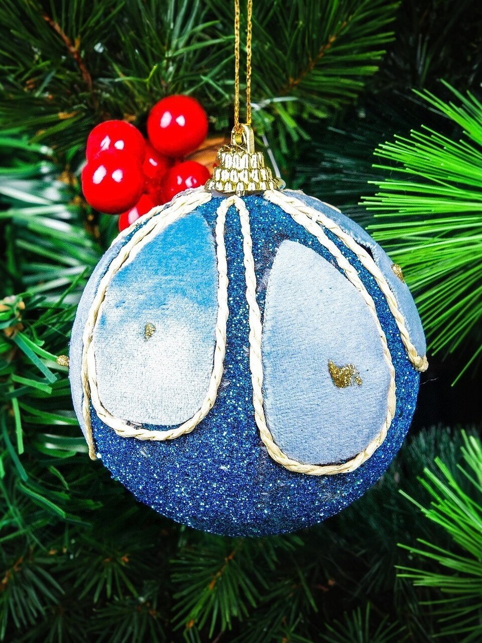 Елочный шар бирюзовый, 8 см, SYPMQB-102132