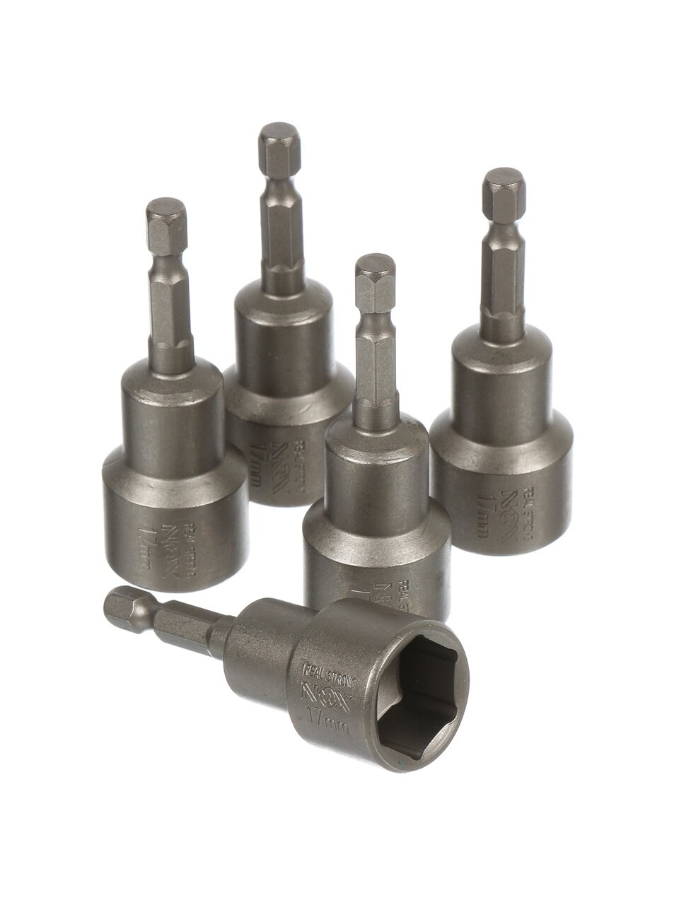 Ключ-насадка для кровельных саморезов, Nox, 17х65 мм, 5 шт, магнитный адаптер