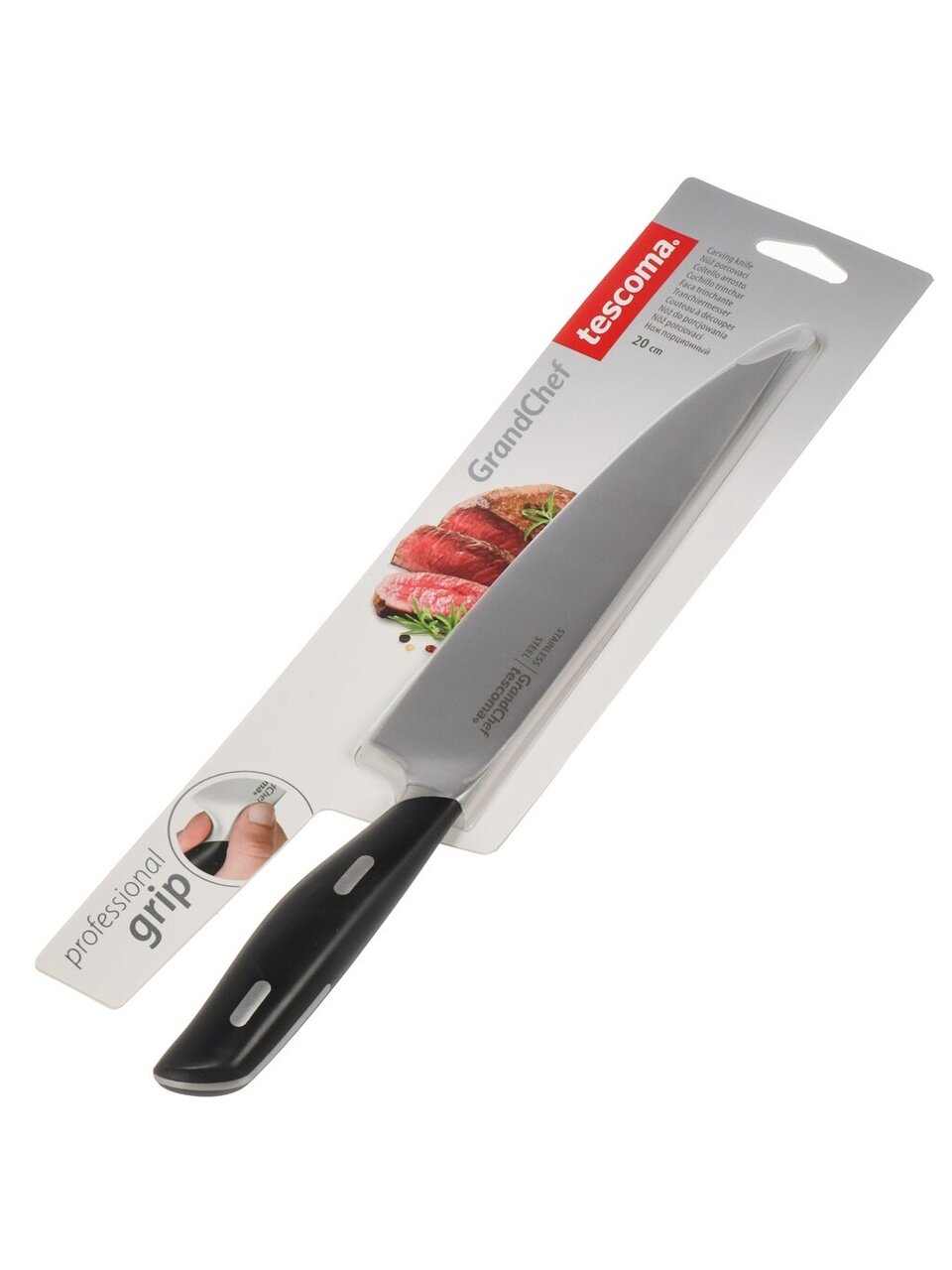Нож кухонный Tescoma, GrandChef, порционный, нержавеющая сталь, 20 см, рукоятка пластик, 884618