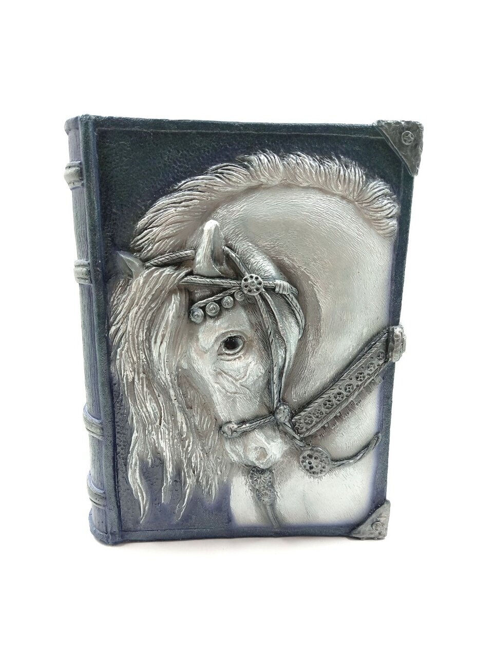 Копилка Символ Года Книга Конь, 21 см, гипс, G040-21-108K, серебряная