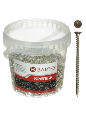 Саморез универсальный, диаметр 4х70 мм, 200 шт, оцинкованный, в ассортименте, банка, Bartex