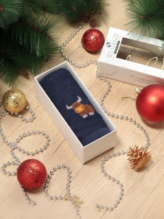 Полотенце кухонное махровое, 40х60 см, 400 г/м2, 100% хлопок, Silvano, Аппликация, темно-синее, Турция, D43-4