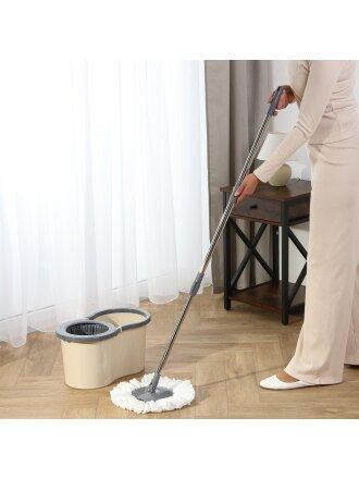 Набор для уборки ведро с отжимом, швабра МОП, бежевый, Verde, Spin Mop, 37995