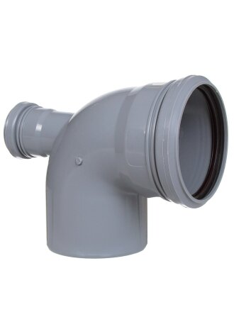 Уголок с отводом канализационный фронтальный, 110х50 мм, 90 °, Мультимирпласт, с выходом на тыл, ОТВ ВК 110/50/87.5 ТЛ