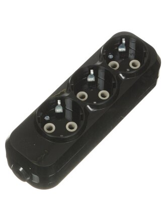 Колодка розеточная 3 гнезда, 2 + 3, с заземлением, 16 А, черный, TDM Electric, Народная, SQ1806-0426
