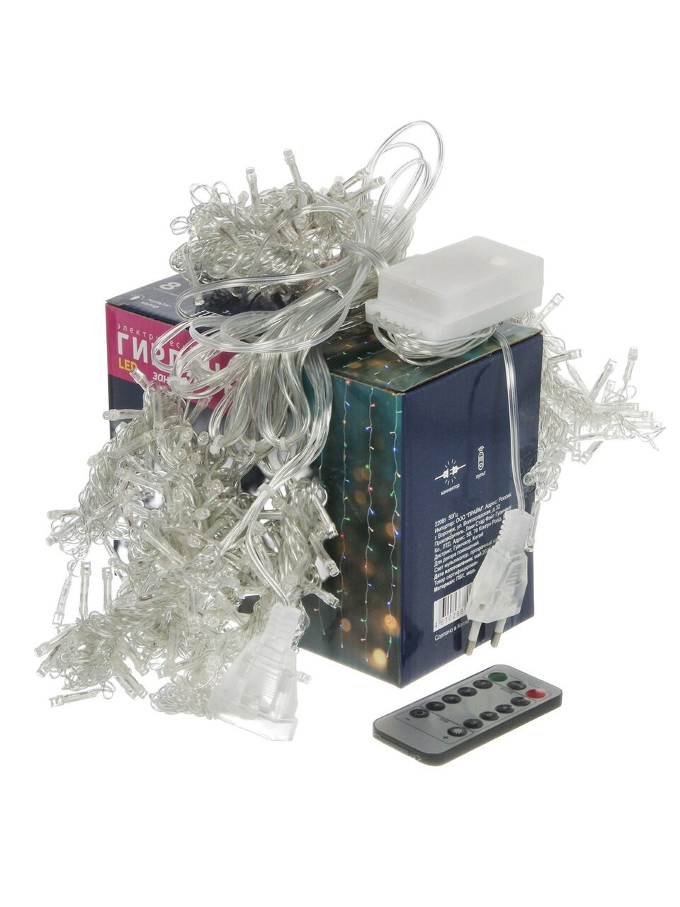 Гирлянда 320 ламп, 3х2 м, 8 режимов, Занавес, теплый белый свет, прозрачная, сетевая, пульт, LED