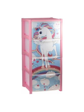 Комод детский 4 ящика, Единорог, 36х37х76.7 см, Idea, М 2792