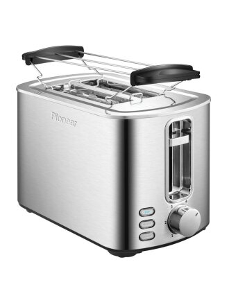 Тостер Pioneer, TS151, 850 Вт, 2 тоста, механический, серебристый