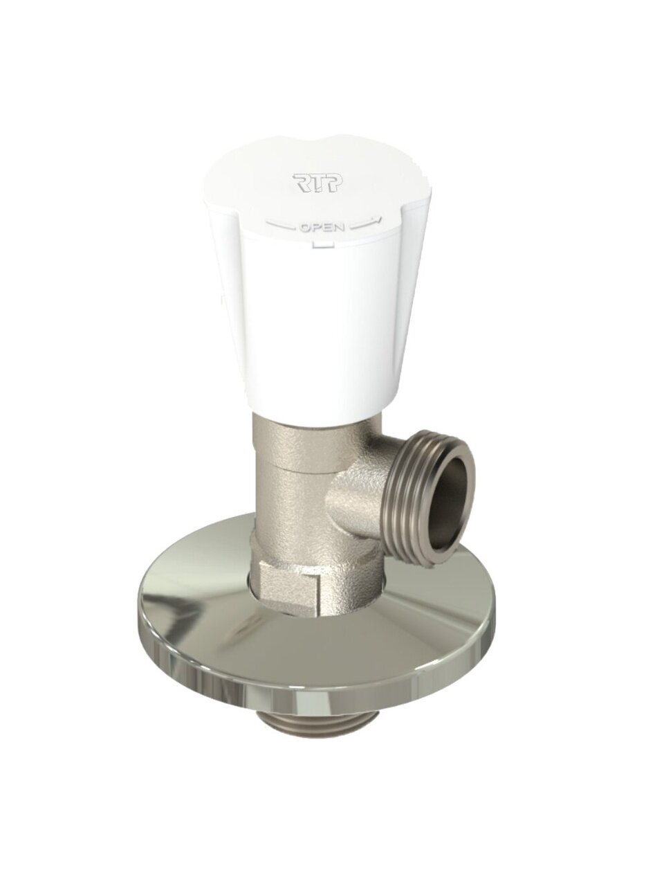 Кран для бытовых приборов, 1/2'', ш-ш, угловой, удлиненный, никель, РосТурПласт