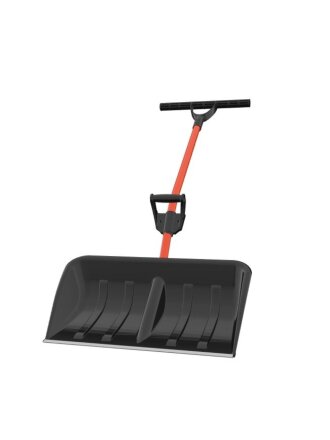 Лопата-скреппер пластик, с алюминиевой планкой, 680х380х1400 мм, черенок металлический, тулейка 32 мм, ручка силы, Цикл, Ратник Standart, 4212-01