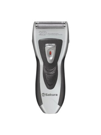 Электробритва аккумуляторная, Sakura, SA-5416SBK, сеточная, сухое бритье, 2 сетки, серебряно-черная