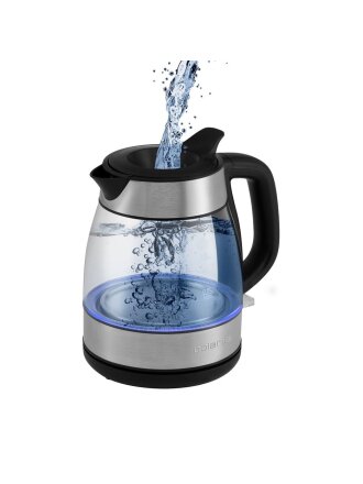 Чайник электрический Polaris, PWK 1211CGL Water Way Prо, 1.2 л, 2200 Вт, скрытый нагревательный элемент, стекло