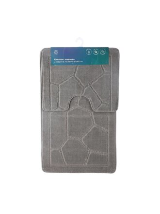 Набор ковриков для ванной и туалета, антискользящий, 2 шт, 0.5х0.6, 0.6х1 м, полиэстер, РМС, КК-02ТС-100х60/50х60