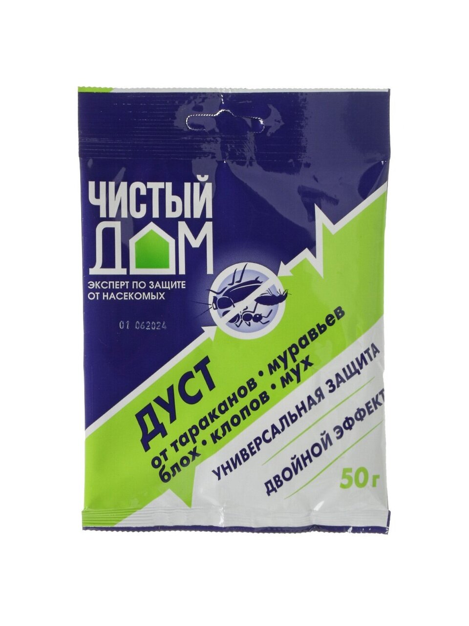 Инсектицид Дуст, тараканы, блохи, клопы, муравьи, от вредителей, порошок, 50 г, пакет, Чистый Дом