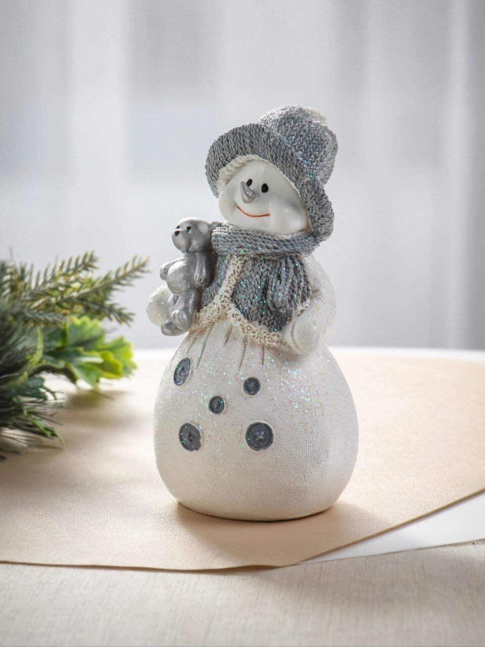 Фигурка декоративная полистоун, Снеговичок, 8х6х15.5 см, A020235