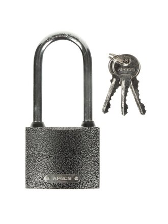 Замок навесной Apecs, PD-01-63-L, МВС-126-01, цилиндровый, с удлиненной дужкой, 3 ключа