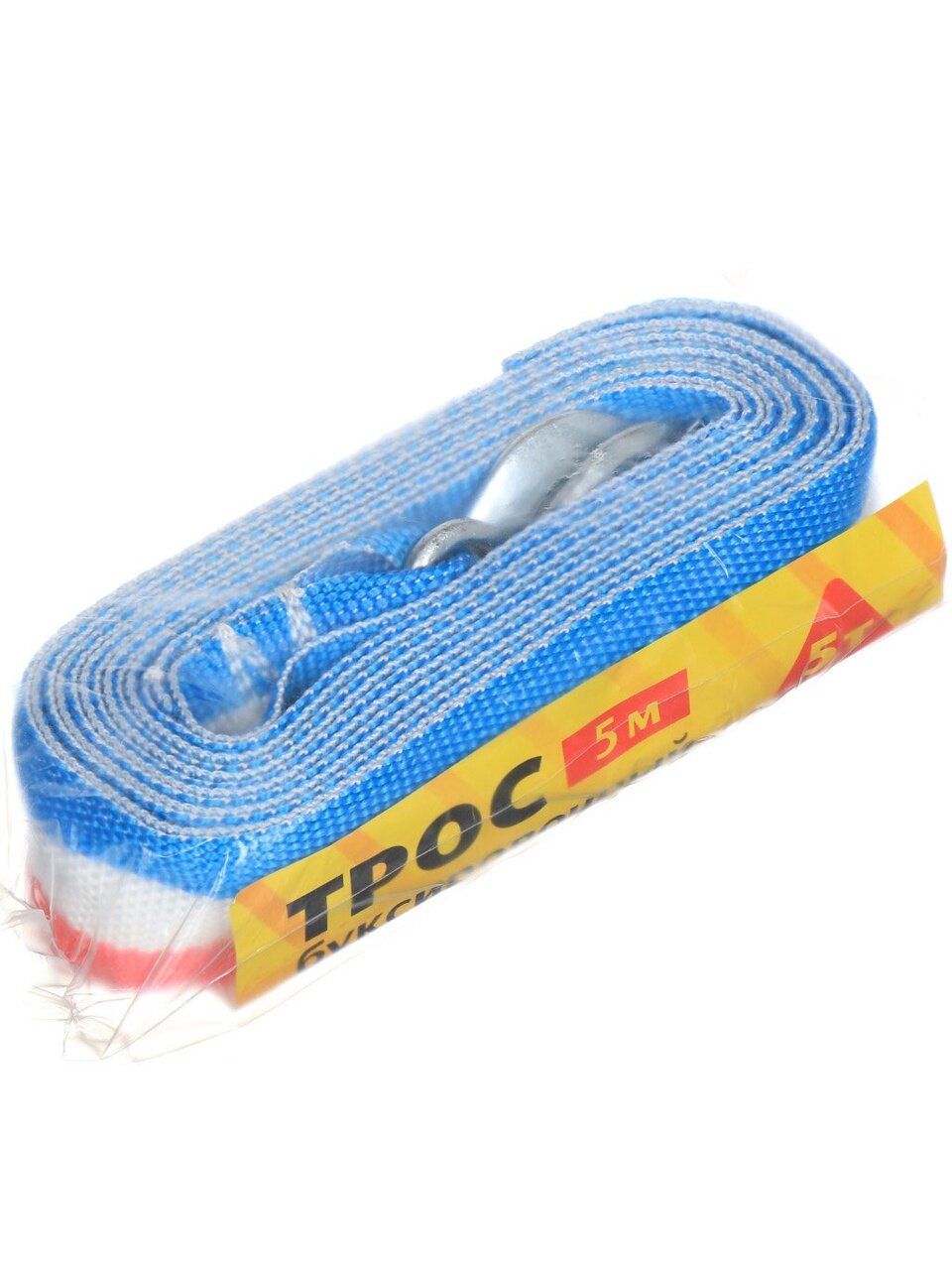 Лента буксировочная 5 т, 5 м, 2 крюка, ЛБ50х2