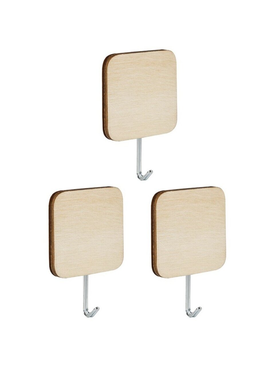 Набор крючков 3 крючка, самоклеящийся, древесные, настенный, дерево, металл, 105881