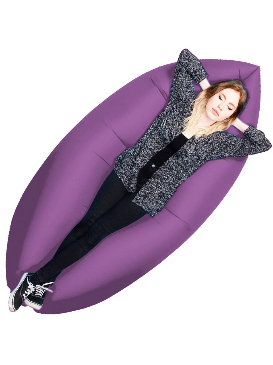 Мешок для отдыха 185х75х50 см, Биван, 002937, без насоса, с сумкой, нейлон, фиолетовый, 250 кг