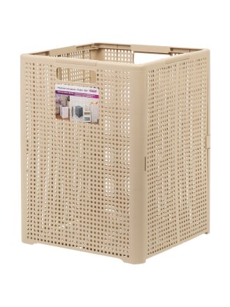 Корзина 50 л, 34х33.5х45 см, квадратная, плетеная, пластик, латте, складная, Violet, Лофт, 895020