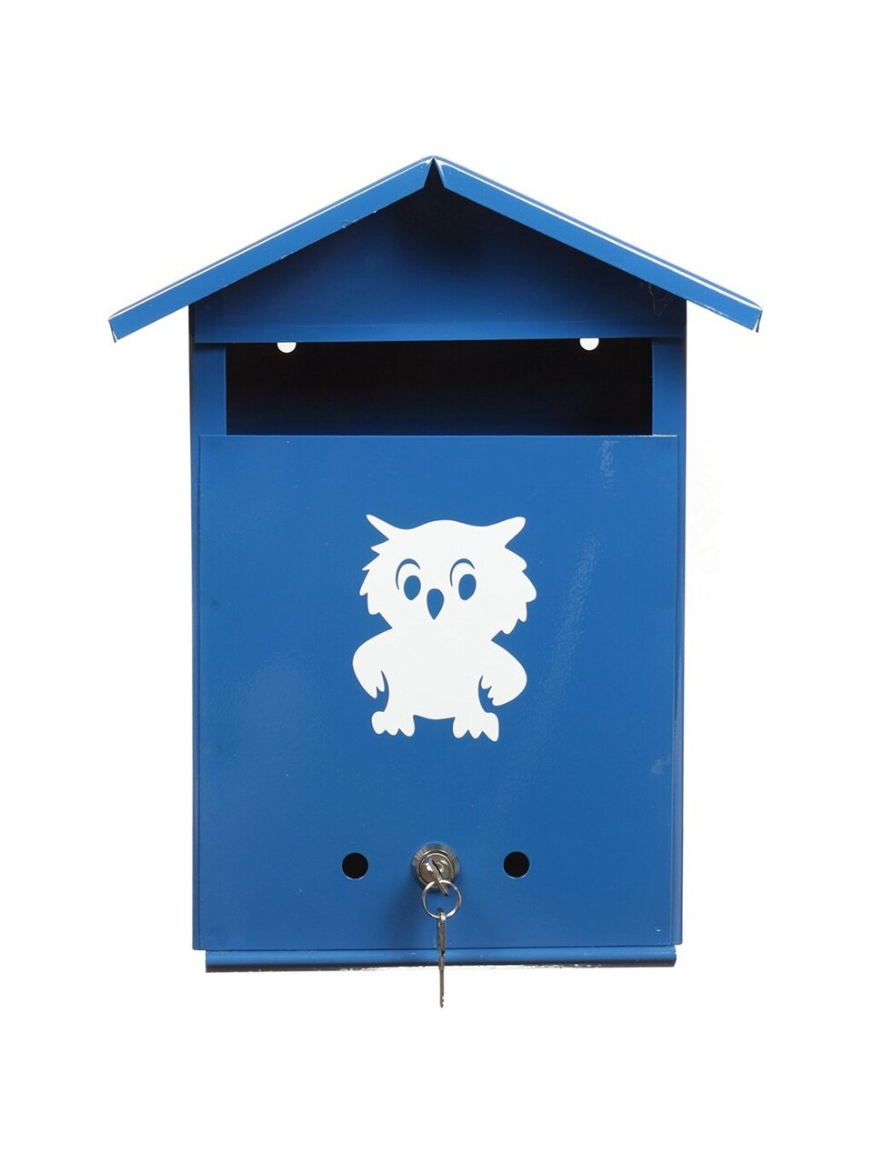 Ящик почтовый Сова, синий, с китайским замком, домик