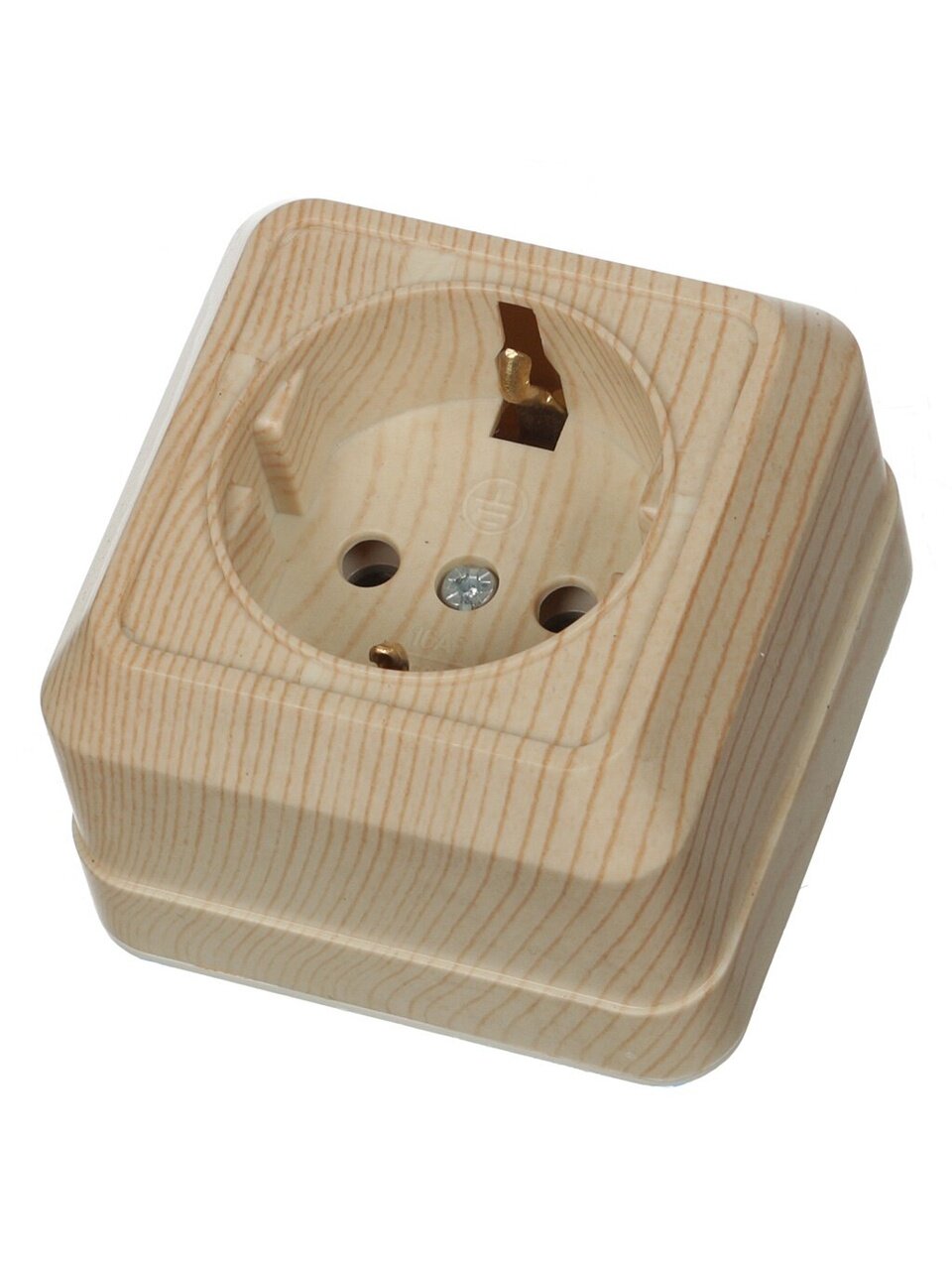 Розетка открытой установки, 1 гнездо, с заземлением, 16 А, пластик, IP20, сосна, TDM Electric, Ладога, SQ1801-0050