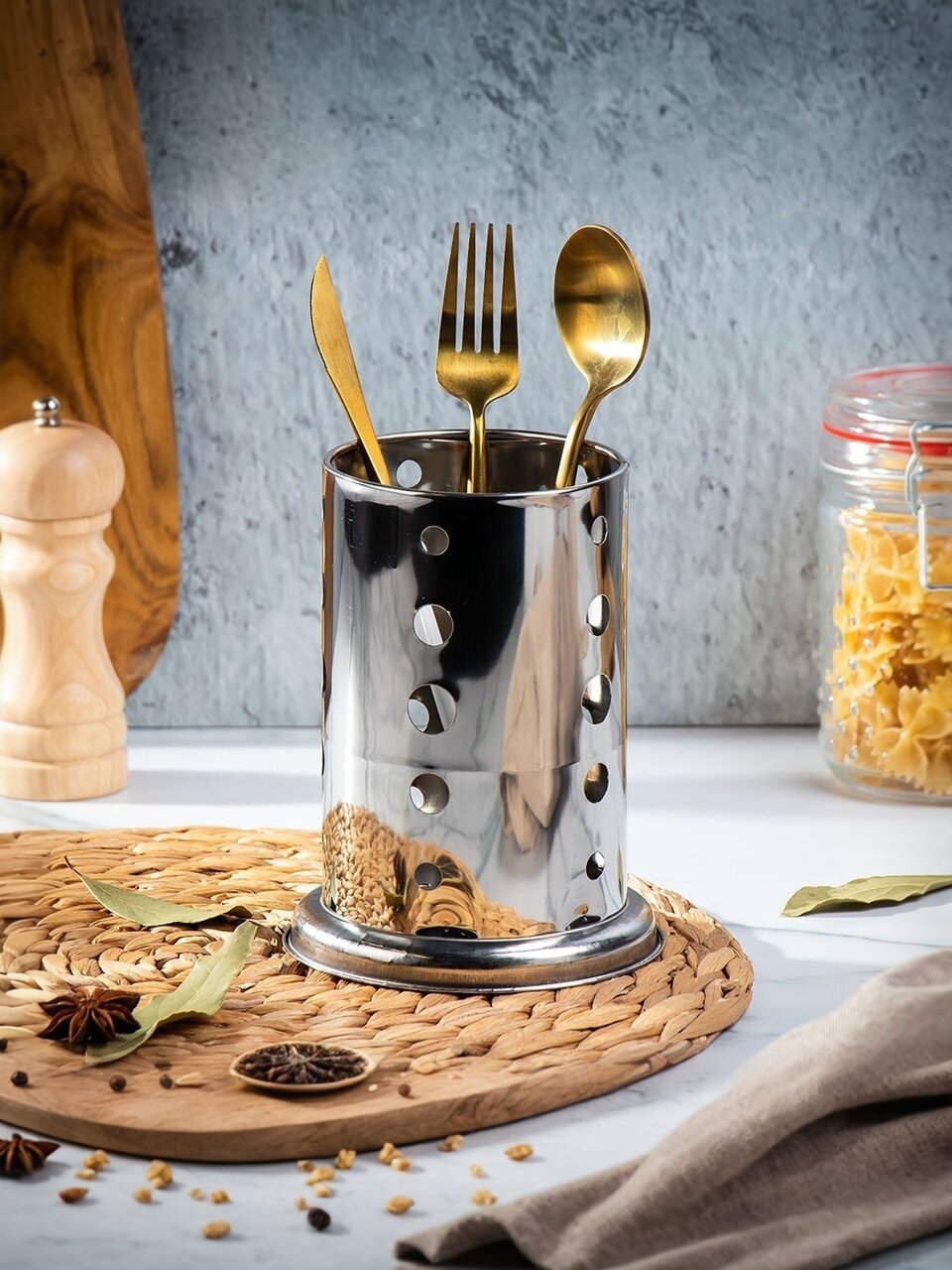 Подставка для столовых приборов, металл, круглая, 16.5 см, Y3-1076