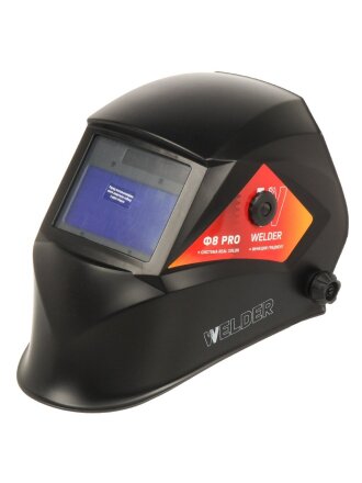 Маска сварочная хамелеон, Welder, Ultra Ф8 Pro, 3/4-8/9-13 DIN, полипропилен, поликарбонат, 100х53 мм, черная, WDU-Ф8-PRO-П