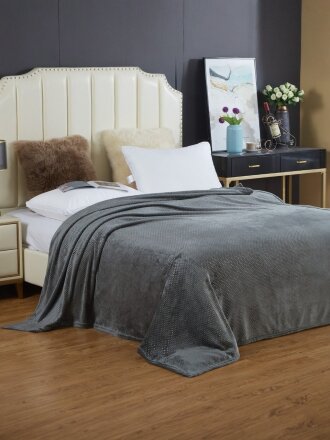 Плед 1.5-спальный, 150х200 см, велсофт жаккард, 100% полиэстер, Silvano, Лира, серый, 150/004-LIR/CL