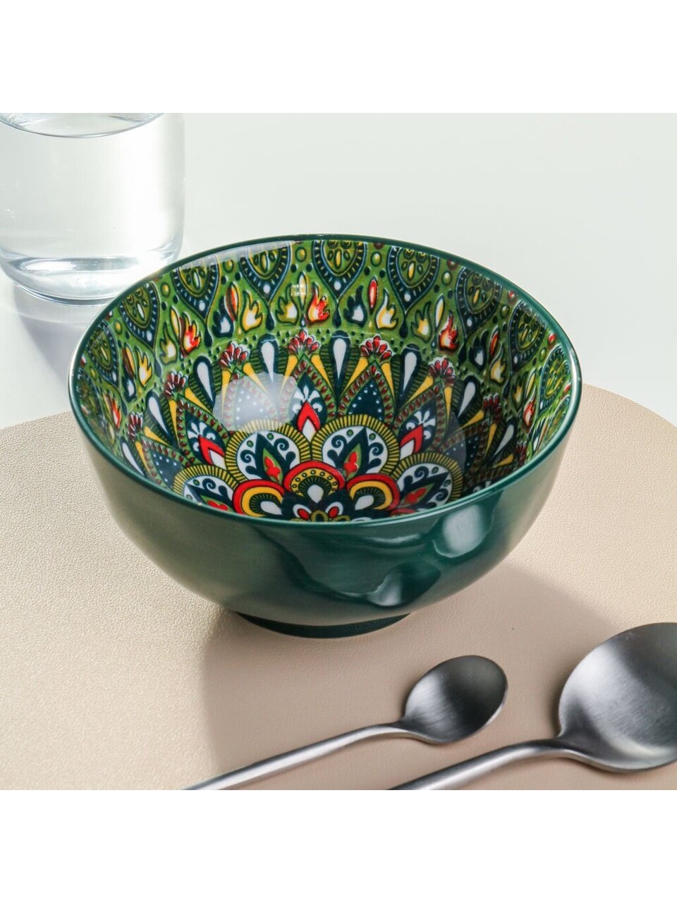 Салатник керамика, 12.5х6.5 см, 0.37 л, Самарканд, Y4-9772, зеленый