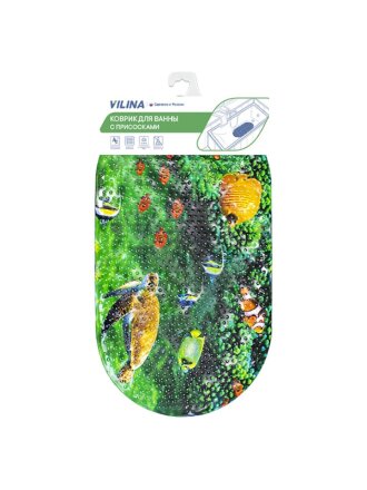 Коврик для ванной, антискользящий, 0.38х0.69 м, ПВХ, Вилина, Bubbles, 7122-FV1B, коралловый риф