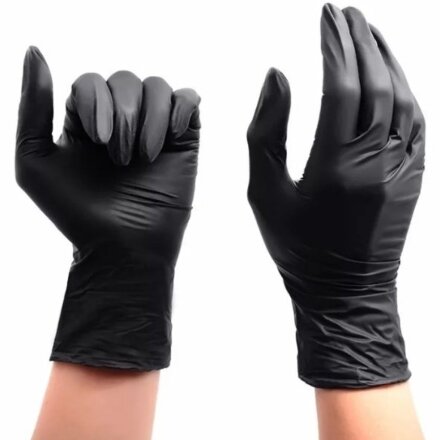 Перчатки хозяйственные нитрил, размер M, 100 шт, черные, SEMPB2