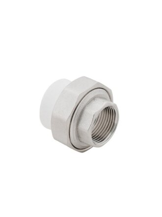 Муфта разъемная полипропилен, d20х1/2'', внутренняя резьба, белая, РосТурПласт
